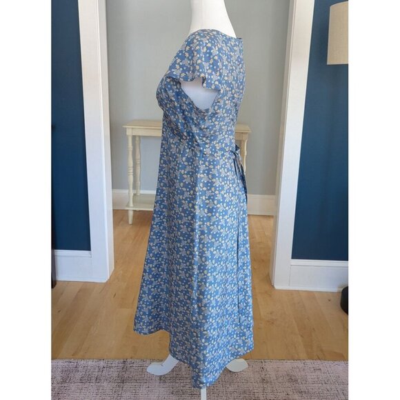 Oilily Silk Summer Floral 1940's Style Dress Size 42 US 12 Blue - Picture 4 of 15